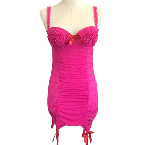 Victoria's Secret Other - Victoria's Secret "Sexy Little Things" Hot Pink Mesh Ruched Camisole Size 36B